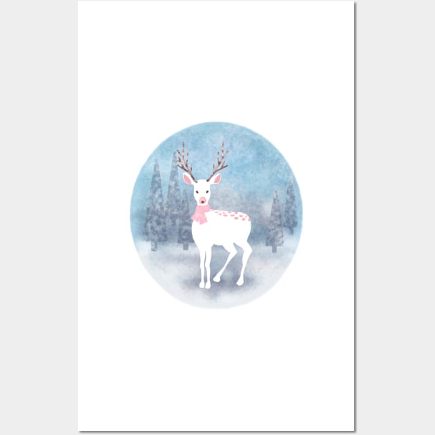 Snow Deer Wall Art by ArTeaCupcake